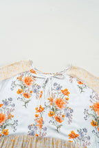 Plus Size Printed Tie Neck Long Sleeve Blouse - Plus Size Shirts by Trendsi | Available at Handbags Specialist Headquarter