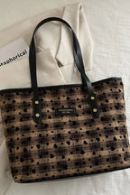 Heart Plaid PU Leather Strap Tote Bag - Tote Bag by Trendsi | Available at Handbags Specialist Headquarter