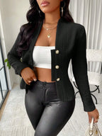 Textured Button Up Long Sleeve Jacket - Tops by Trendsi | Available at Handbags Specialist Headquarter