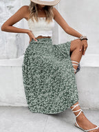 Slit Smocked Printed Skirt - Skirts by Trendsi | Available at Handbags Specialist Headquarter