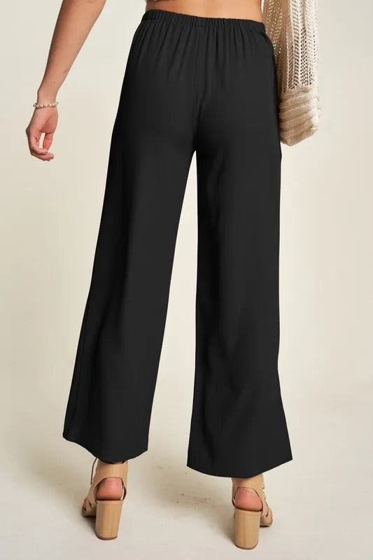 Davi & Dani Wide Leg Mid-Rise Pants -  by Trendsi | Available at Handbags Specialist Headquarter