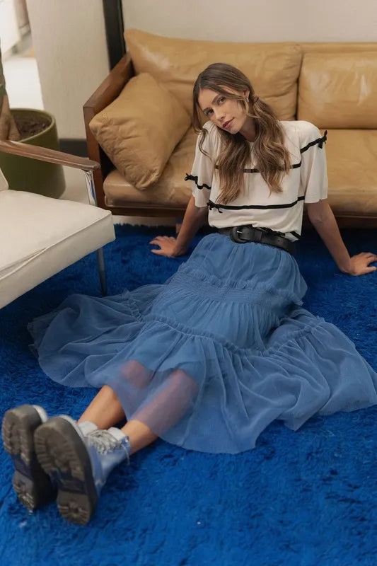 Annie Wear Tulle Tiered Midi Skirt - Skirts by Trendsi | Available at Handbags Specialist Headquarter