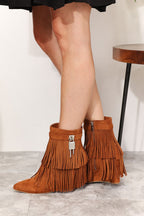 Legend Women's Tassel Wedge Heel Ankle Booties - Women Sandals by Trendsi | Available at Handbags Specialist Headquarter