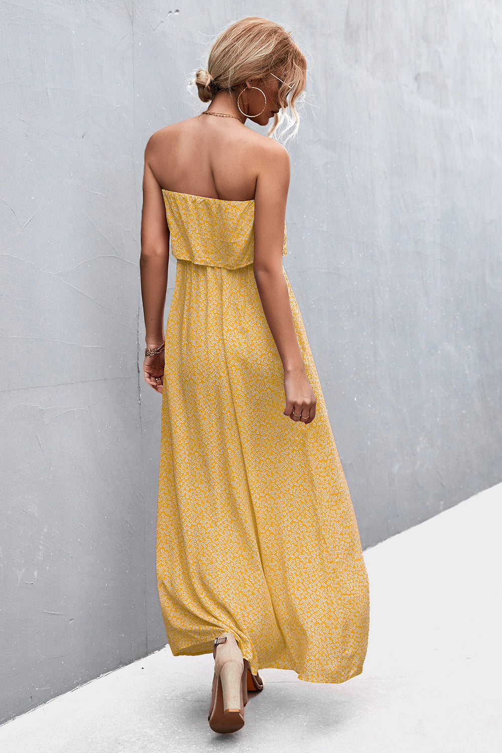 Strapless Split Maxi Dress - Maxi Dress by Trendsi | Available at Handbags Specialist Headquarter