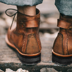 Vintage Moto Men's Leather Lace-Up Ankle Boots