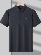 Men's Plus Size Ribbed Short Sleeve Polo Shirt - Men's Polo shirt by Trendsi | Available at Handbags Specialist Headquarter