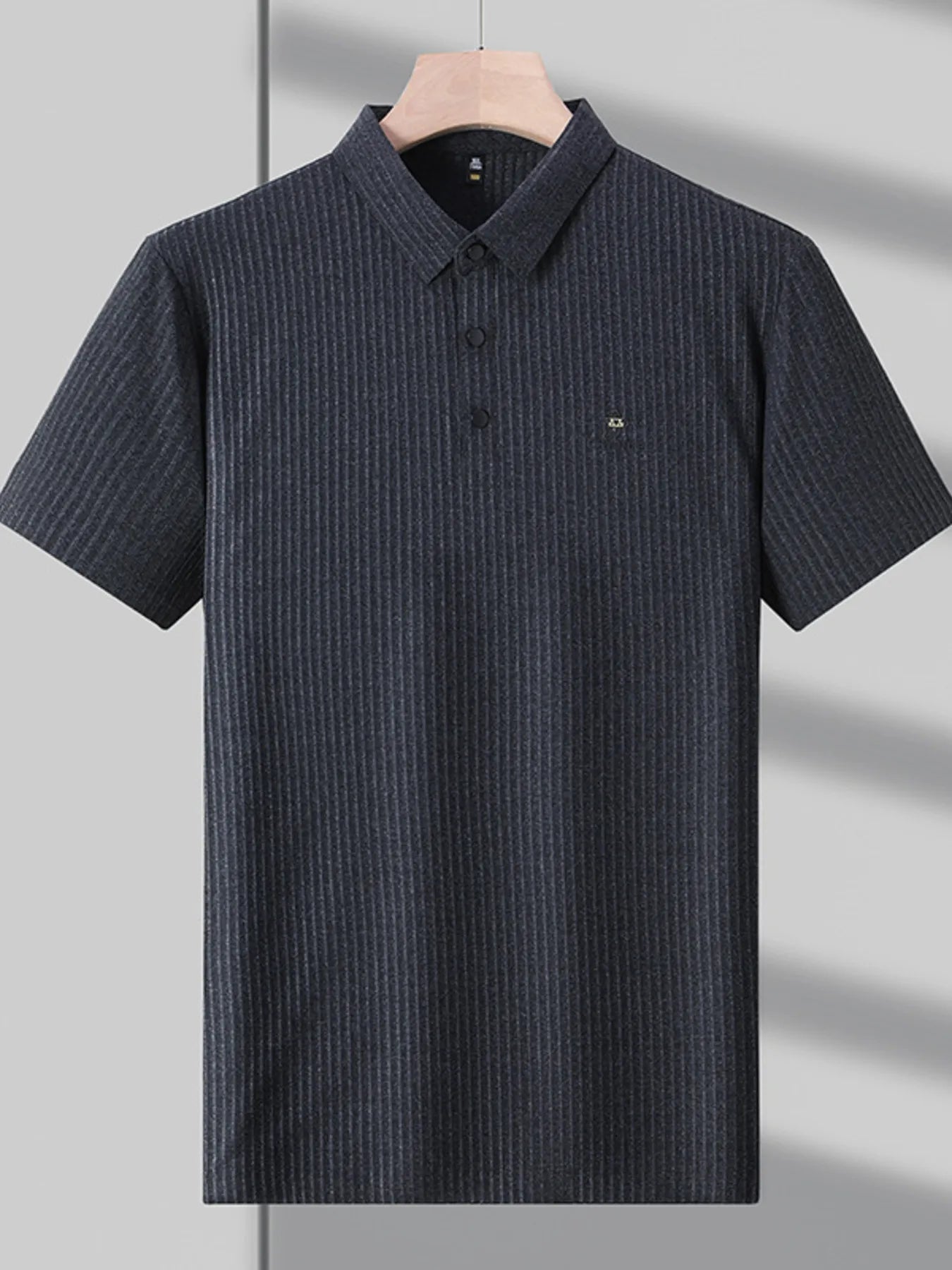 Men's Plus Size Ribbed Short Sleeve Polo Shirt - Men's Polo shirt by Trendsi | Available at Handbags Specialist Headquarter