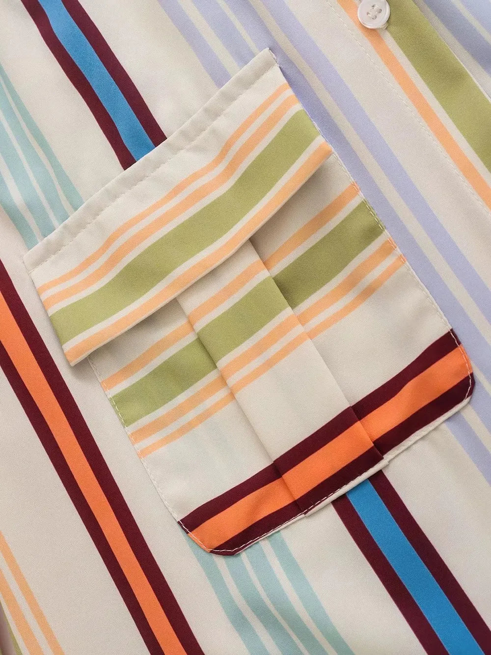 Striped Button Down Lantern Sleeve Shirt - Women's Down Shirt Tops by Trendsi | Available at Handbags Specialist Headquarter