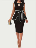 Plus Size Cutout Contrast Sleeveless Dress - Dresses by Trendsi | Available at Handbags Specialist Headquarter