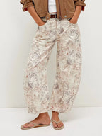 Printed Wide Leg Jeans - Women / Jeans & Denim by Trendsi | Available at Handbags Specialist Headquarter