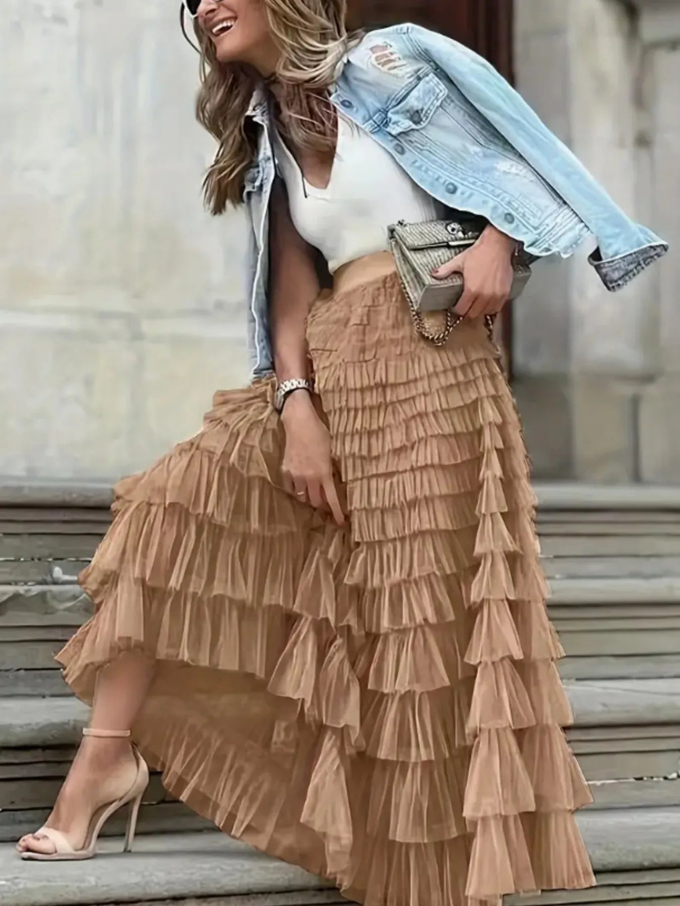 Layered Ruffle Maxi Skirt - Skirts by Trendsi | Available at Handbags Specialist Headquarter