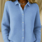 LuxeKnits: Women's Cozy Lapel Sweater