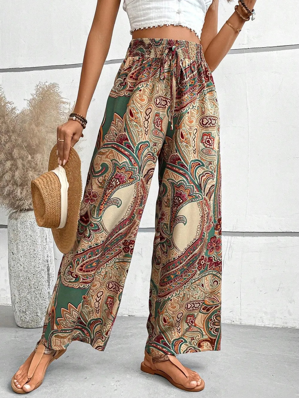 Printed Wide Leg Pants - Women Pants by Trendsi | Available at Handbags Specialist Headquarter