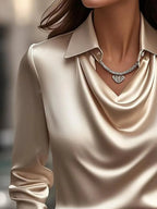 Full Size Long Sleeve Blouse with Collar Plus Size - Tops by Trendsi | Available at Handbags Specialist Headquarter