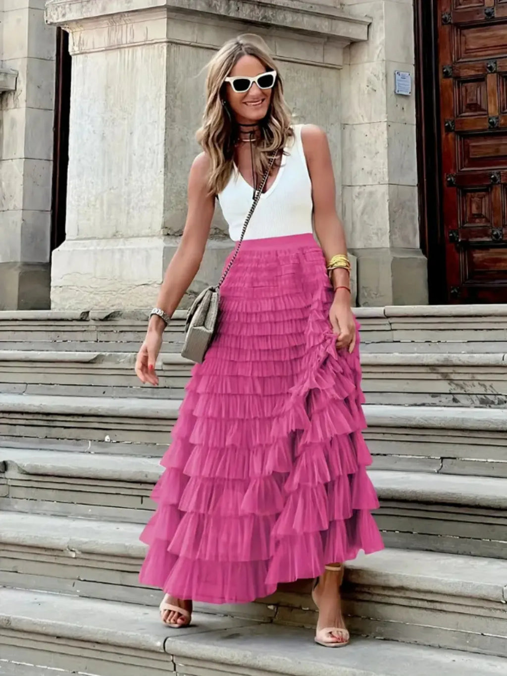 Layered Ruffle Maxi Skirt - Skirts by Trendsi | Available at Handbags Specialist Headquarter