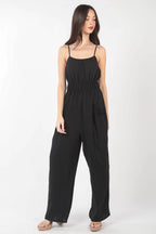 VERY J Pintuck Detail Woven Sleeveless Jumpsuit - Sleepwear by Trendsi | Available at Handbags Specialist Headquarter