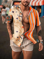 Men's Full Size Printed Button Up Short Sleeve Shirt Plus Size - mens-shirts by Trendsi | Available at Handbags Specialist Headquarter