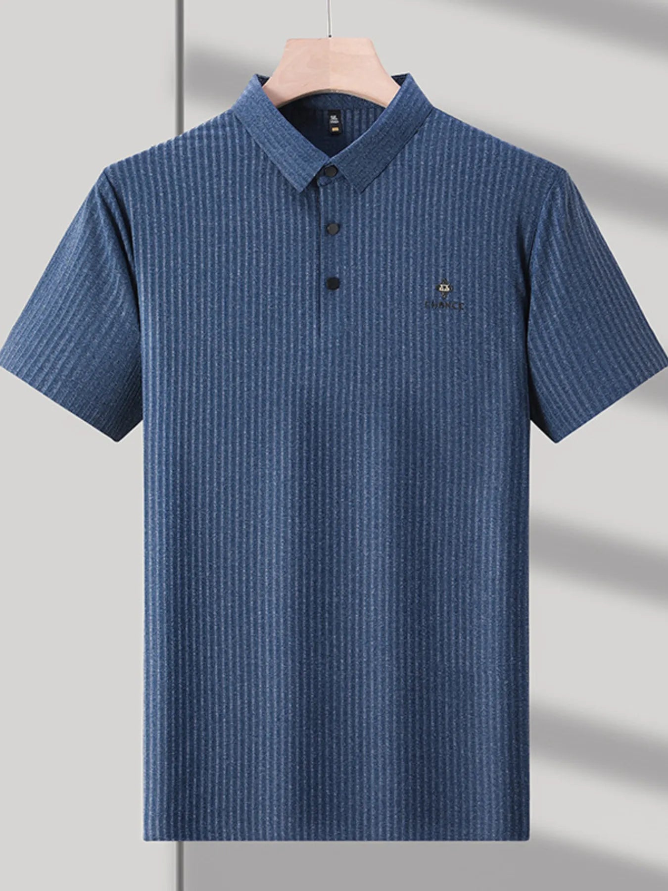 Men's Plus Size Ribbed Short Sleeve Polo Shirt - Men's Polo shirt by Trendsi | Available at Handbags Specialist Headquarter