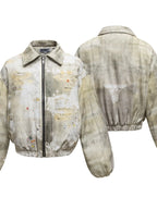 Men's Distressed Paint Splatter Zip Up Jacket - Men's jackets by Trendsi | Available at Handbags Specialist Headquarter