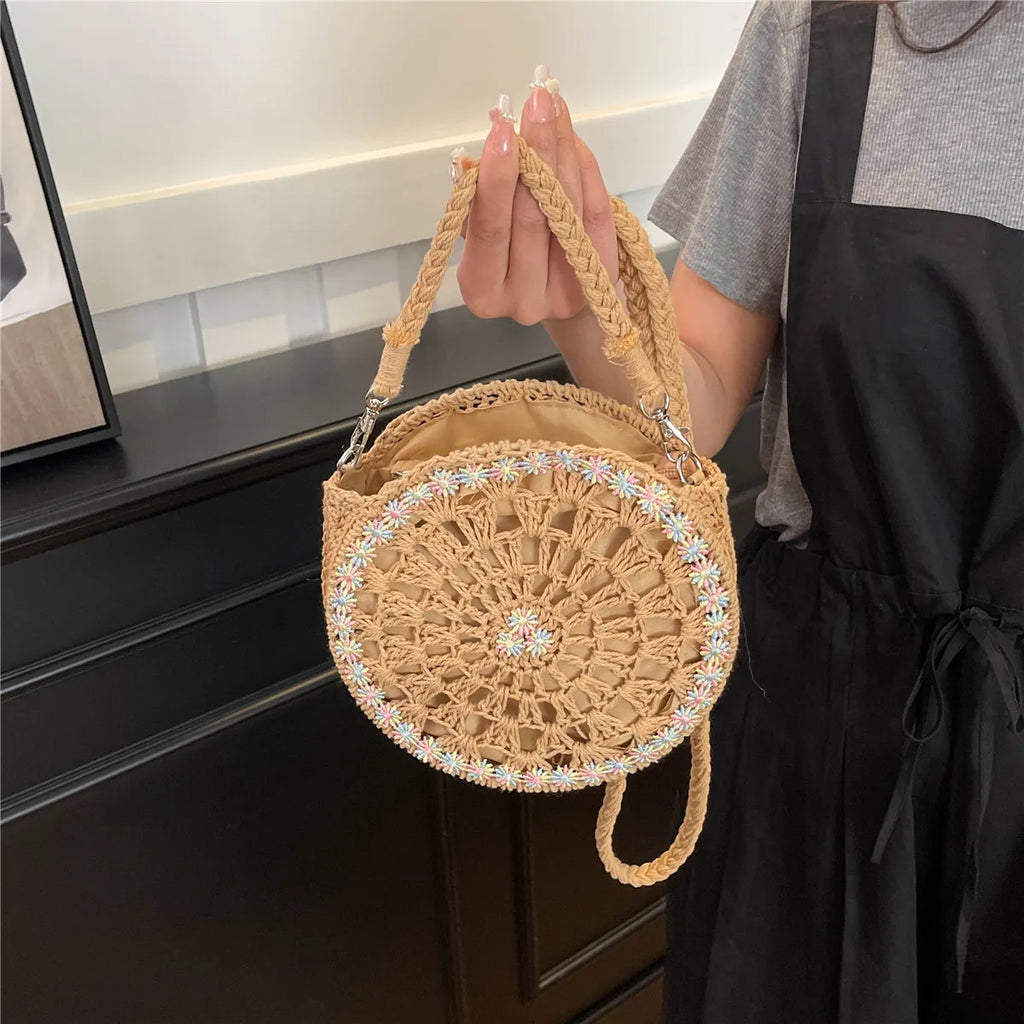 Handmade Round Crochet Straw Handbag - handbags by Trendsi | Available at Handbags Specialist Headquarter
