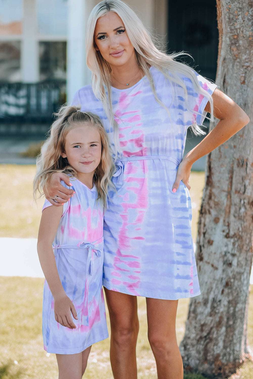 Women Tie-Dye Belted T-Shirt Dress - Dresses by Trendsi | Available at Handbags Specialist Headquarter