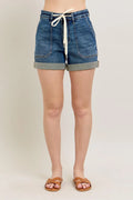 Judy Blue Full Size High Rise Cuff Denim Shorts Plus Size - Women / Jeans & Denim by Trendsi | Available at Handbags Specialist Headquarter