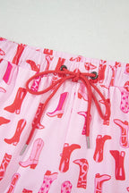 Cowgirl Boots Printed Shirt and Shorts Set - Sleepwear by Trendsi | Available at Handbags Specialist Headquarter