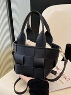 PU Leather Braided Bucket Bag - Tote Bag by Trendsi | Available at Handbags Specialist Headquarter