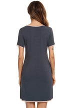 Contrast Trim Pocketed Round Neck Lounge Dress - Sleepwear by Trendsi | Available at Handbags Specialist Headquarter