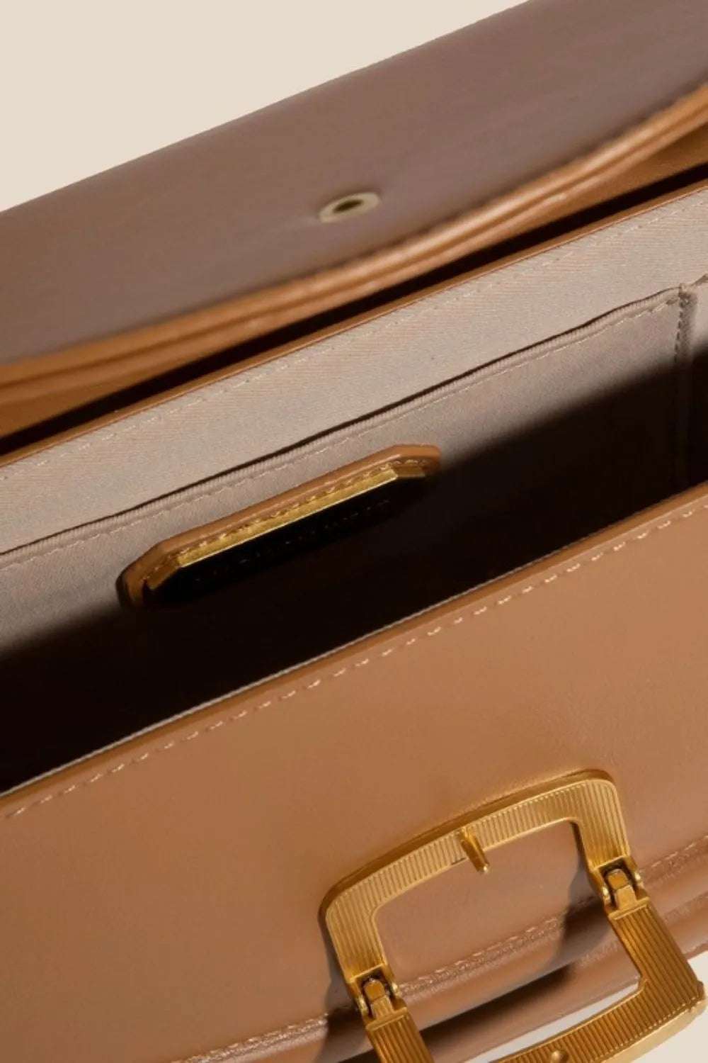 Fame Buckle Closure Crescent Faux Leather Crossbody Bag - Crossbody Bag by Trendsi | Available at Handbags Specialist Headquarter