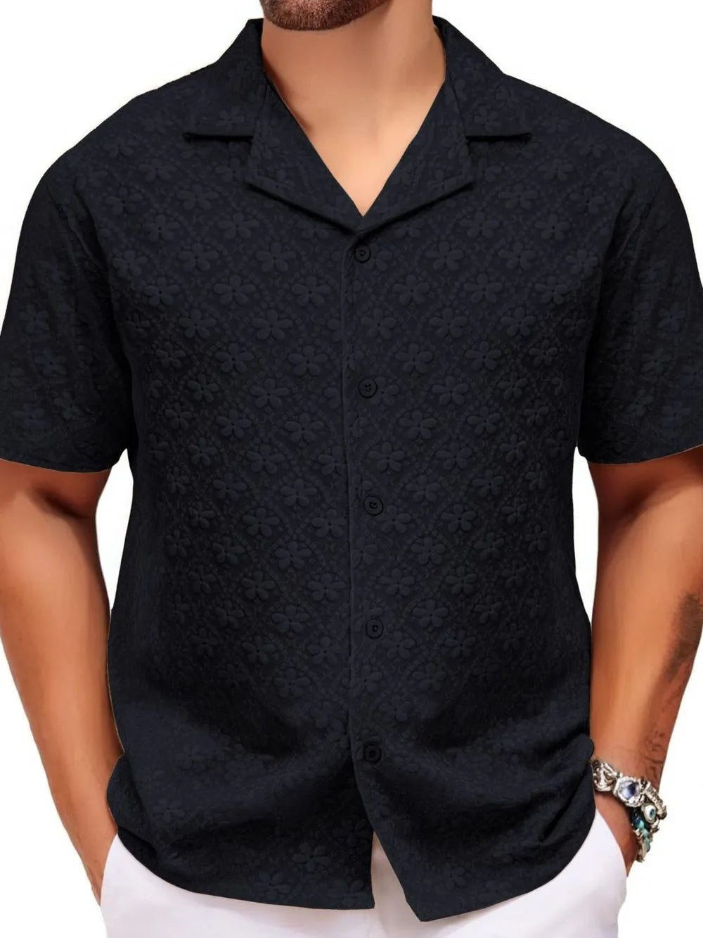 Men's Plus Size Button Down Short Sleeve Shirt - Men's Shirt's by Trendsi | Available at Handbags Specialist Headquarter