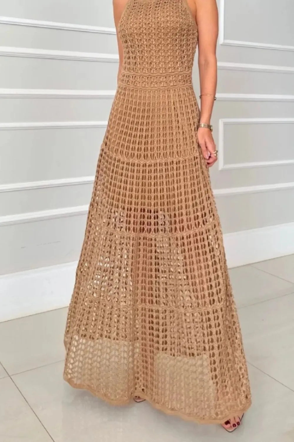 Hollowed-Out Sleeveless Maxi Dress - Maxi Dress by Trendsi | Available at Handbags Specialist Headquarter