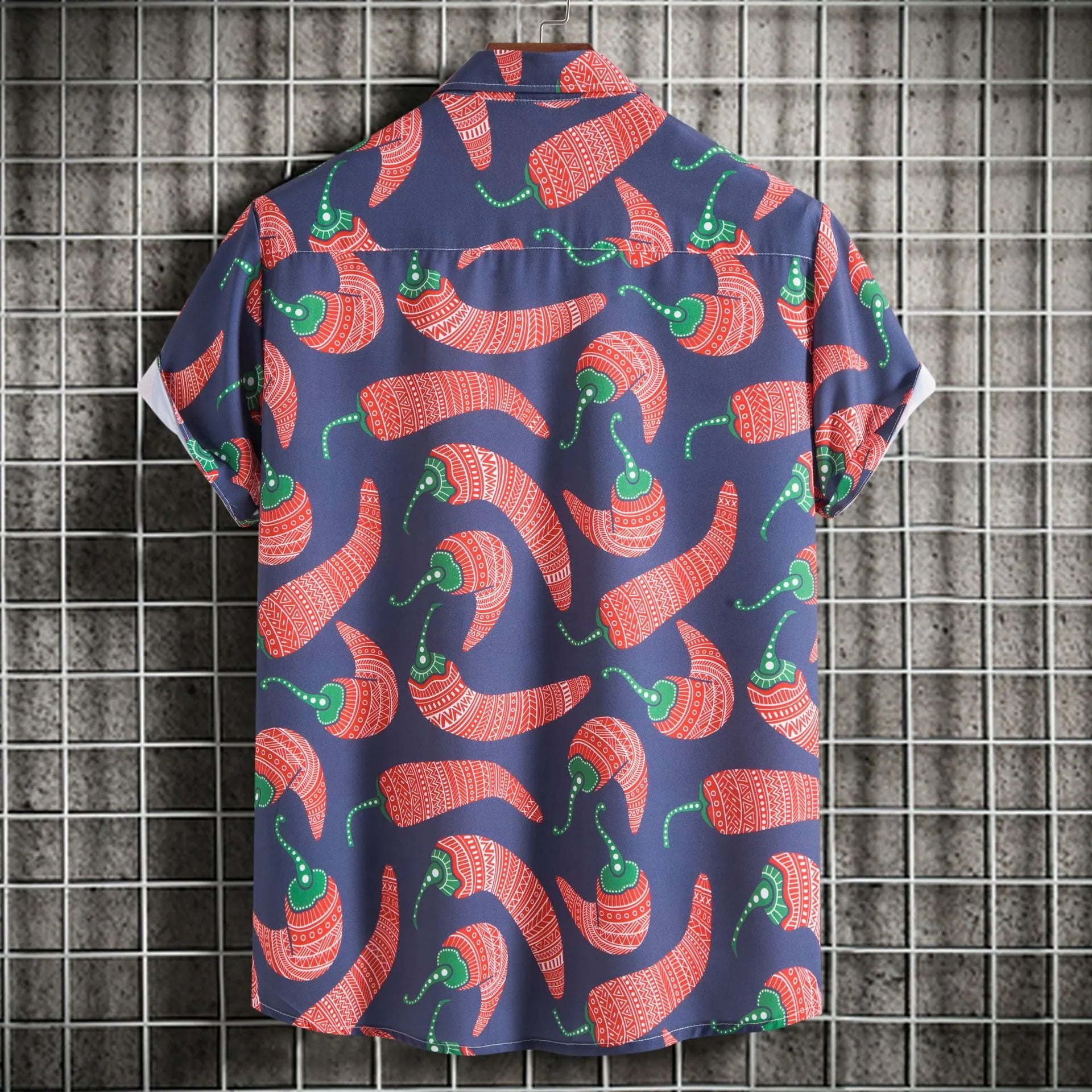 Men's Plus Size Chili Print Hawaiian Beach Shirt - mens-shirts by Trendsi | Available at Handbags Specialist Headquarter