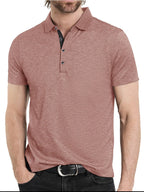 Men's Classic Heathered Short Sleeve Polo Shirt - Men's Polo shirt by Trendsi | Available at Handbags Specialist Headquarter