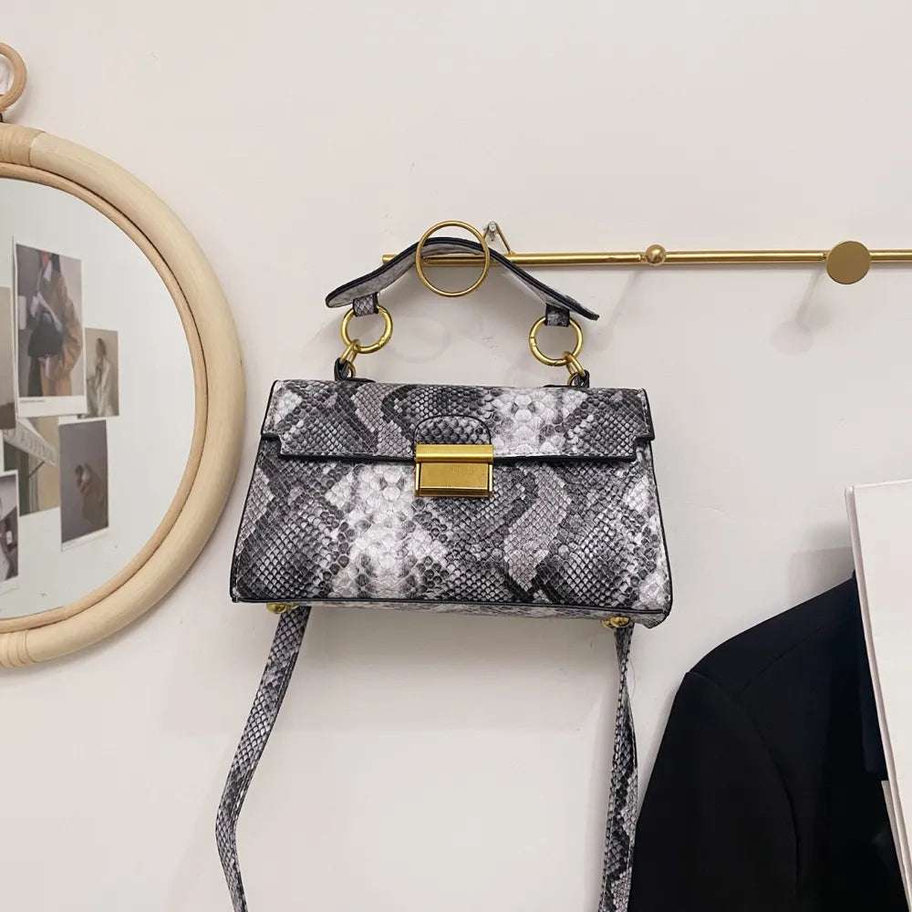 PU Leather Snakeskin Print Crossbody Bag - Crossbody Bag by Trendsi | Available at Handbags Specialist Headquarter