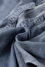 V Neck Ruffled Short Puff Sleeve Denim Top - Women / Jeans & Denim by Trendsi | Available at Handbags Specialist Headquarter