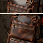 Handmade Retro Crazy Horse Leather Oversized Backpack