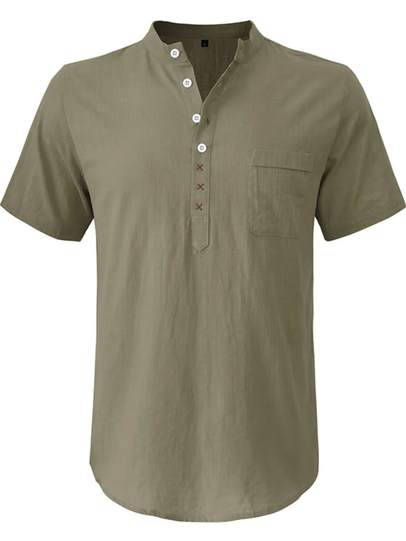Men's Casual Collar Short Sleeve Linen Polo Shirt - Men's Polo shirt by Trendsi | Available at Handbags Specialist Headquarter