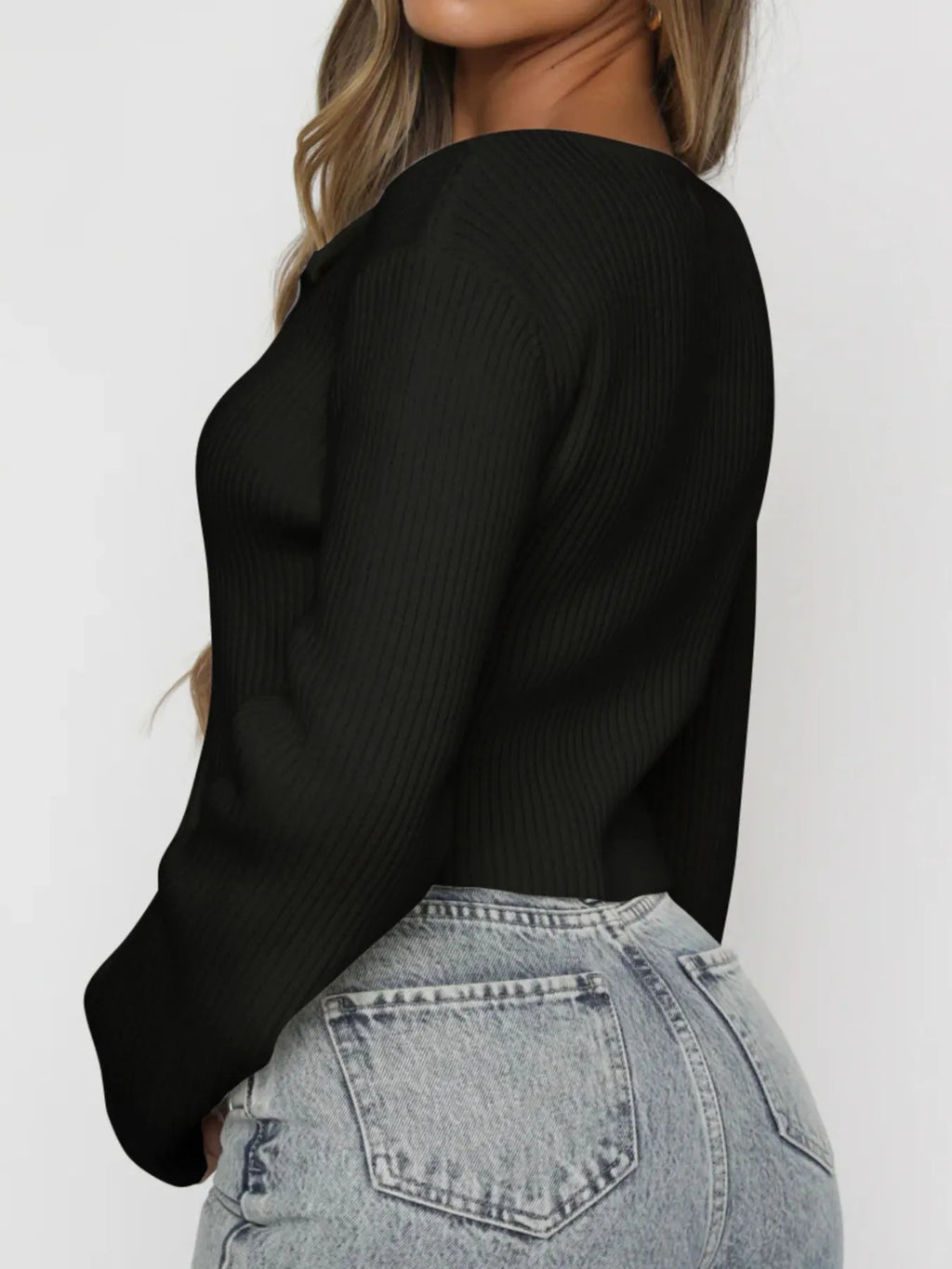 ZipRib Cropped Cardigan - Tops by Trendsi | Available at Handbags Specialist Headquarter