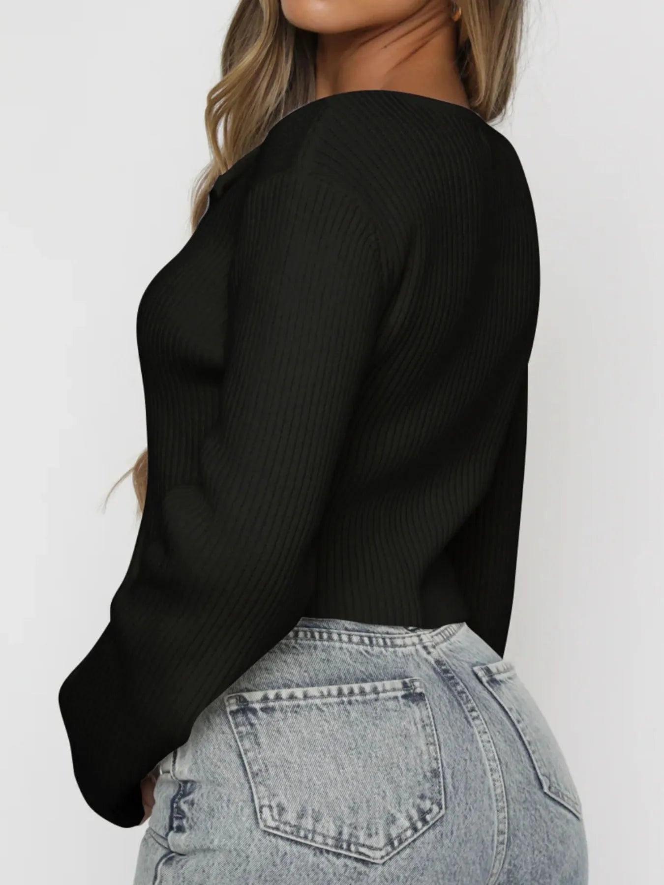 ZipRib Cropped Cardigan - Tops by Trendsi | Available at Handbags Specialist Headquarter