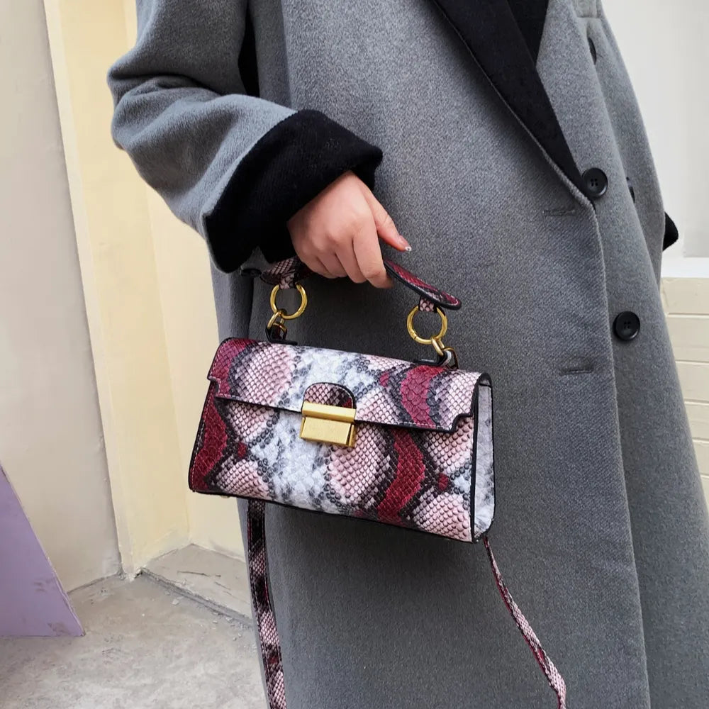 PU Leather Snakeskin Print Crossbody Bag - Crossbody Bag by Trendsi | Available at Handbags Specialist Headquarter