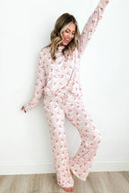 Santa Print Long Sleeve Top and Pants Lounge Set - Sleepwear by Trendsi | Available at Handbags Specialist Headquarter