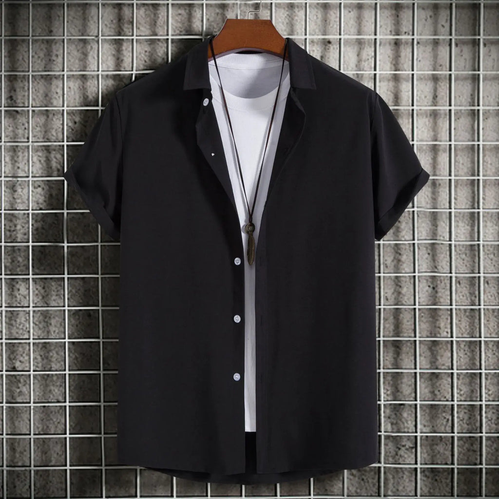 Men's Plus Size Button Up Short Sleeve Shirt - Men's Shirts by Trendsi | Available at Handbags Specialist Headquarter