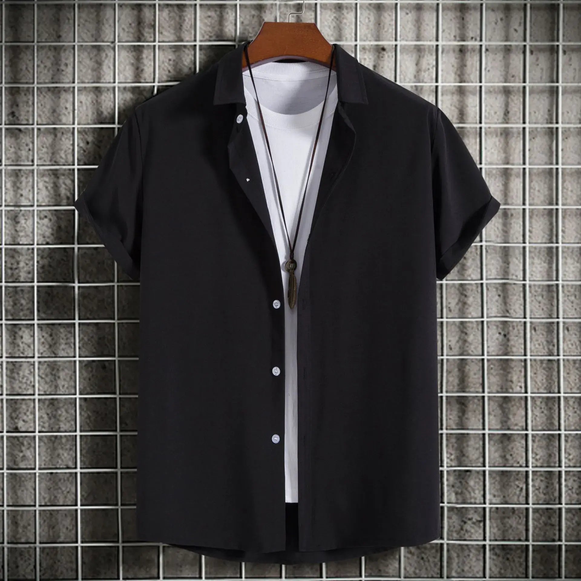 Men's Plus Size Button Up Short Sleeve Shirt - Men's Shirts by Trendsi | Available at Handbags Specialist Headquarter