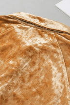 Button Down Loose Fit Velvet Shirt - Women's Down Shirt Tops by Trendsi | Available at Handbags Specialist Headquarter