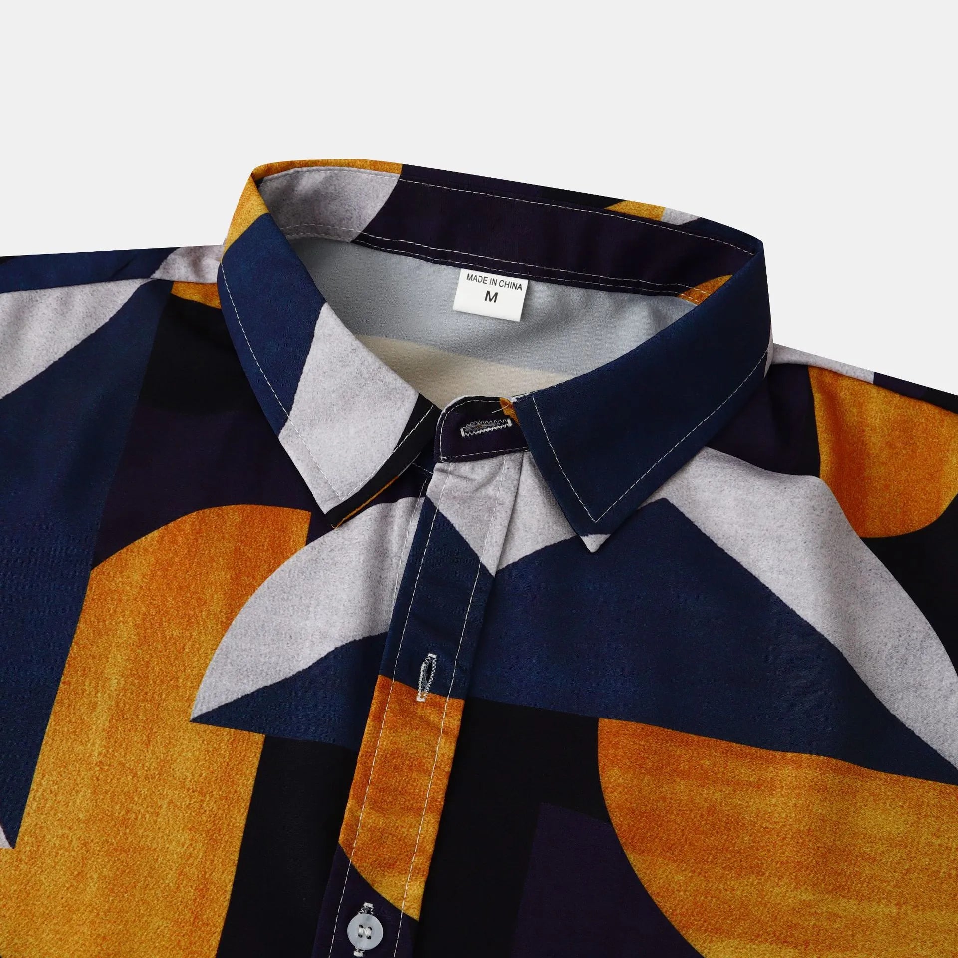 Men's Plus Size Geometric Print Short Sleeve Button-Up Casual Shirt - Men's Shirts by Trendsi | Available at Handbags Specialist Headquarter