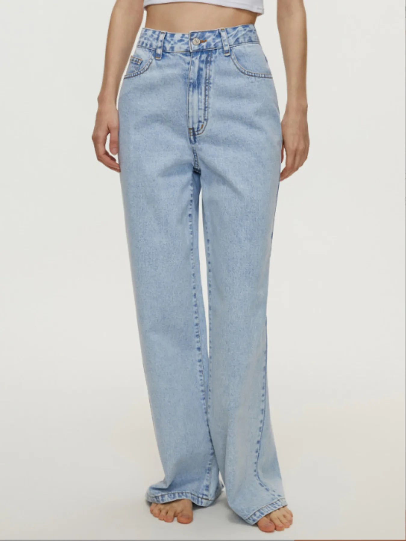 High-Waisted Wide Leg Jeans - Women / Jeans & Denim by Trendsi | Available at Handbags Specialist Headquarter