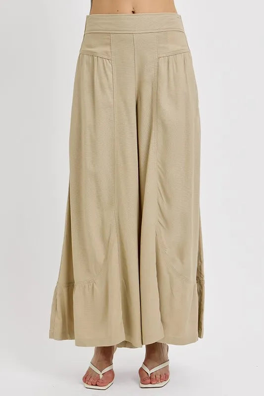 RISEN Shirring Detail Wide Leg Pants -  by Trendsi | Available at Handbags Specialist Headquarter