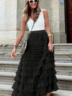 Layered Ruffle Maxi Skirt - Skirts by Trendsi | Available at Handbags Specialist Headquarter