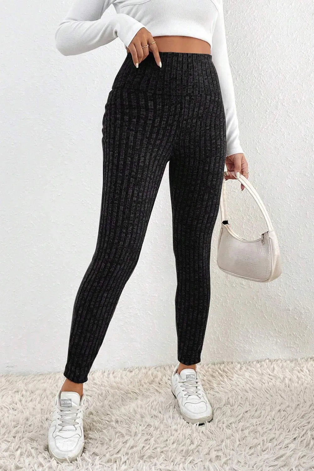 Ribbed High Waist Leggings - Leggings by Trendsi | Available at Handbags Specialist Headquarter